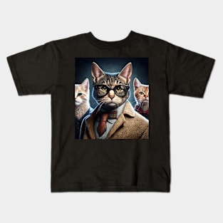 Distinguished cat portrait wearing a glasses Kids T-Shirt